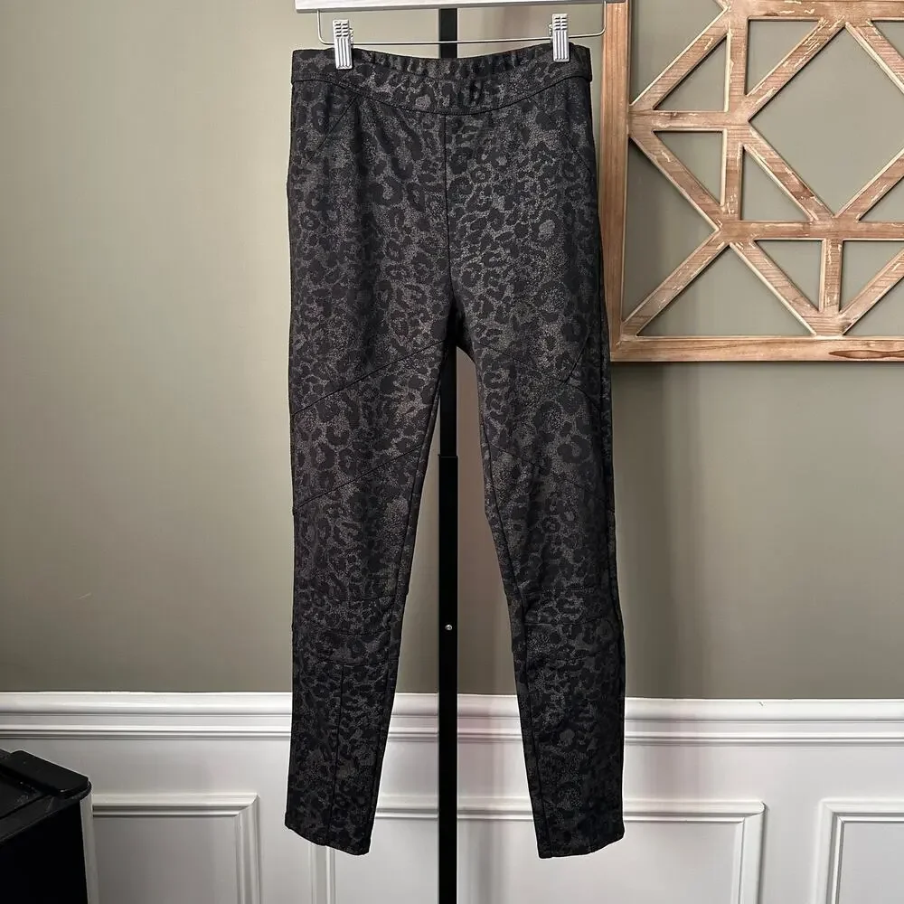 Free People Stretch Ponte Leopard Leggings Antique Gold Black Small